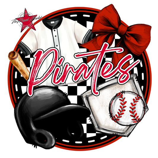 Pirates Circle Baseball Design-Red
