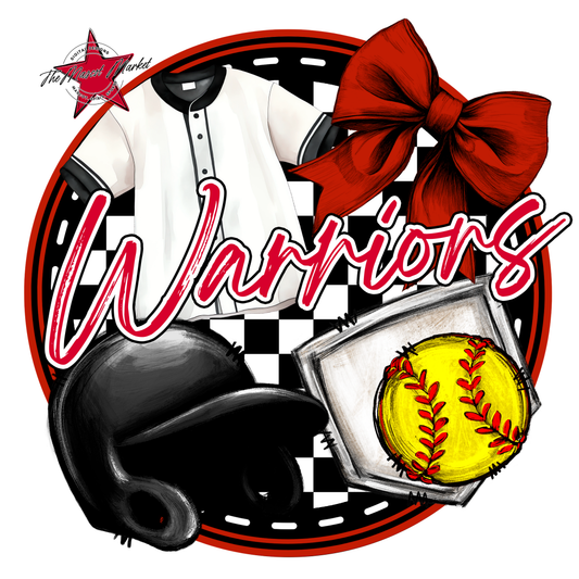 Warriors Circle Softball Design-Red