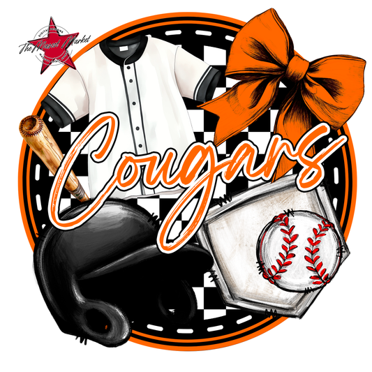 Cougars Circle Baseball Design-Orange