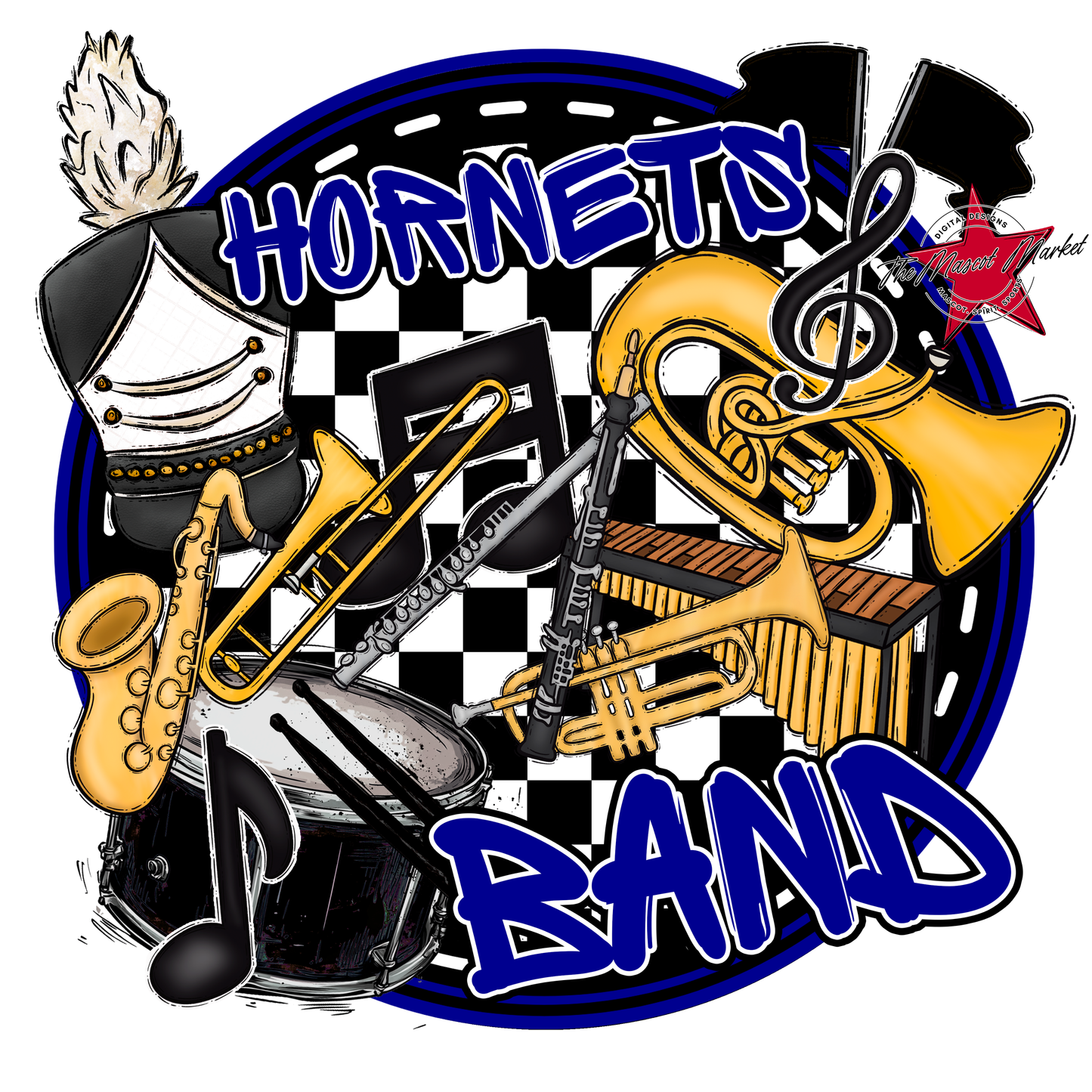 Hornets Circle Band Design-Blue