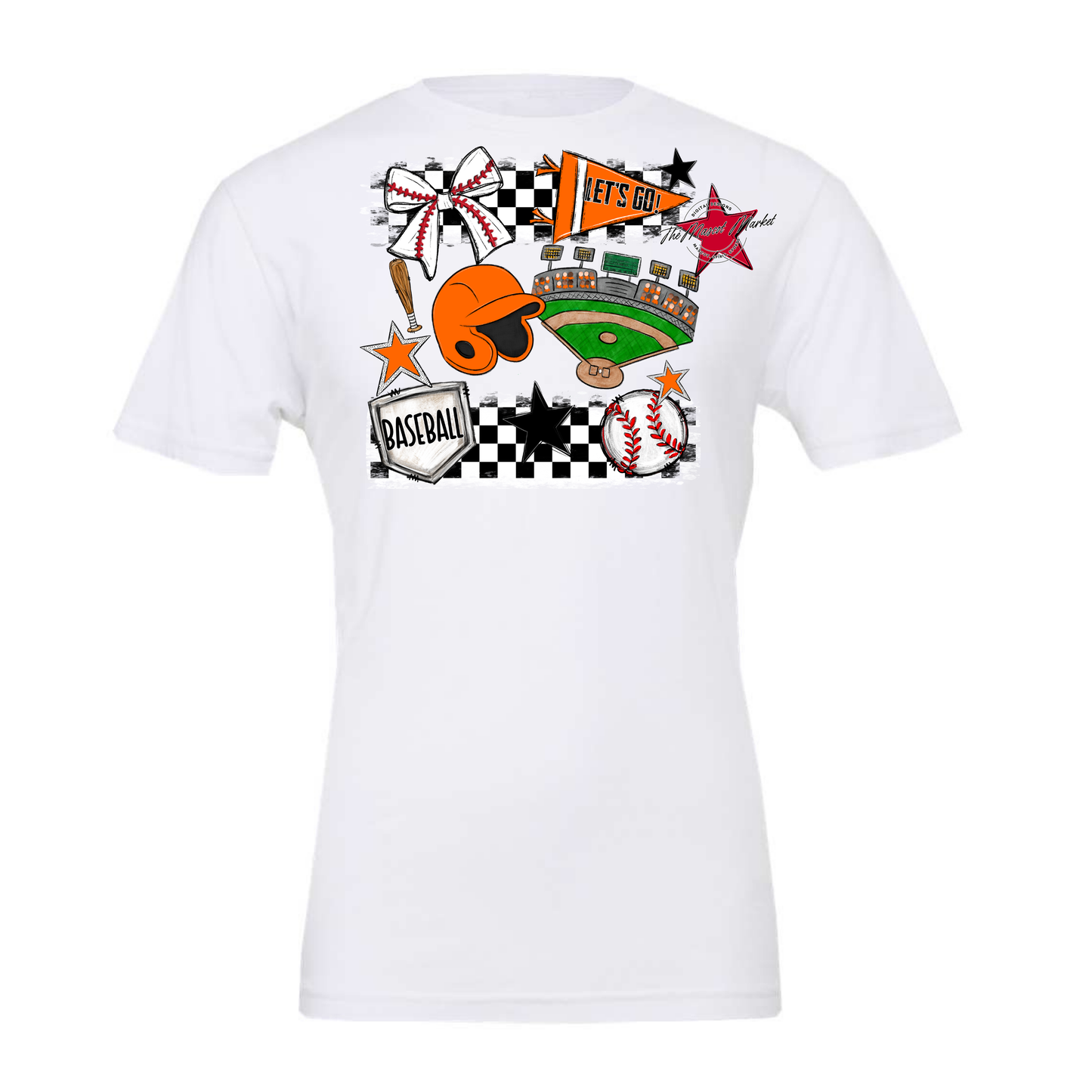 Baseball Checkers Spirit Design-Orange