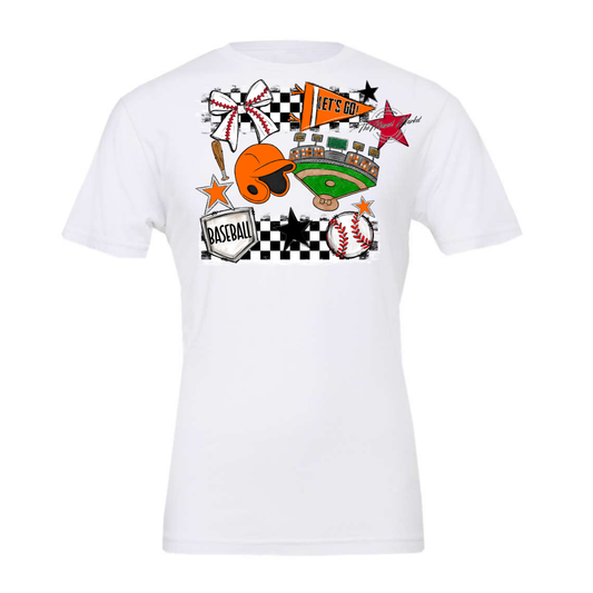 Baseball Checkers Spirit Design-Orange
