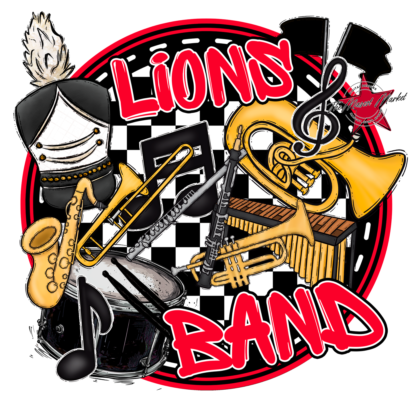 Lions Circle Band Design-Red
