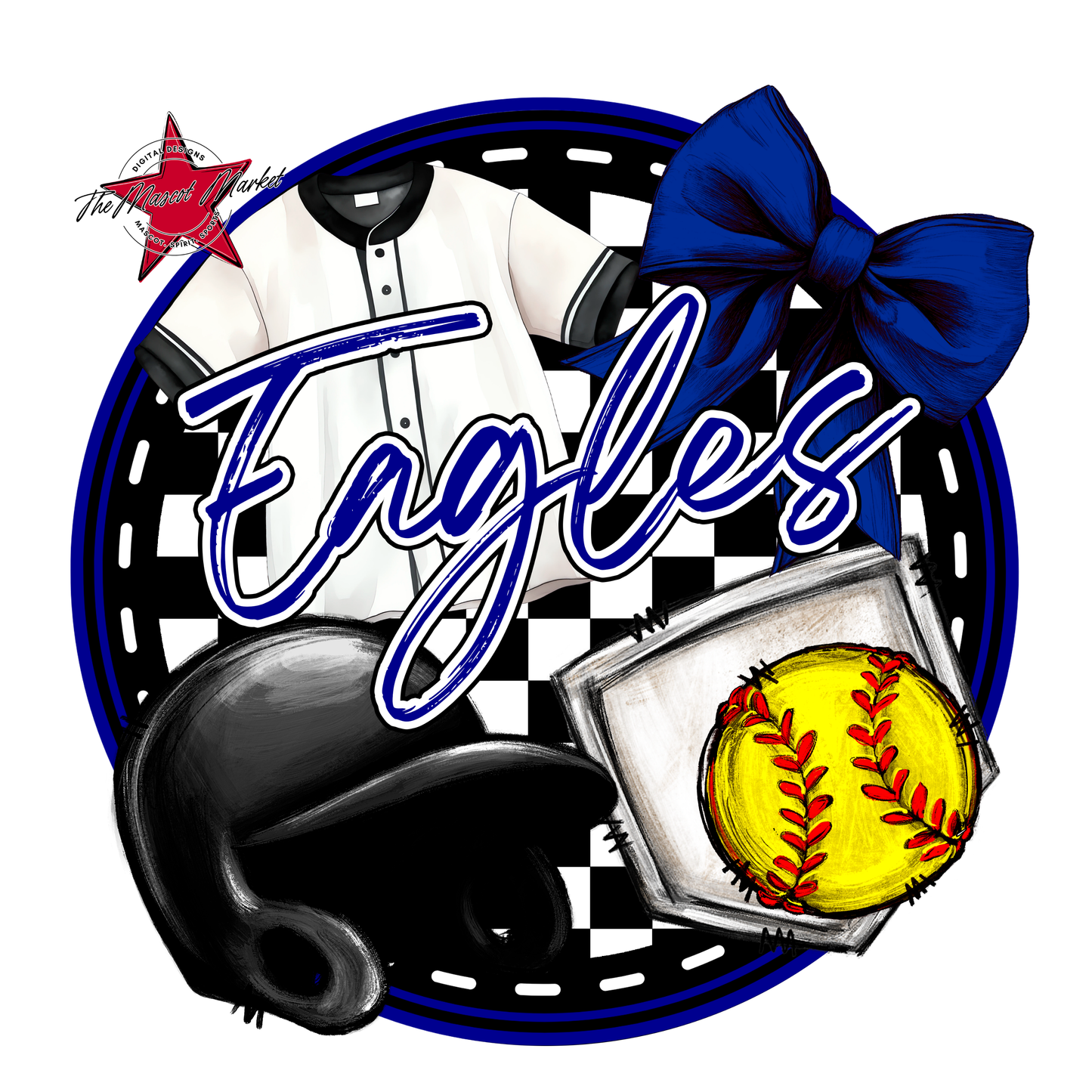 Eagles Circle Softball Design-Blue