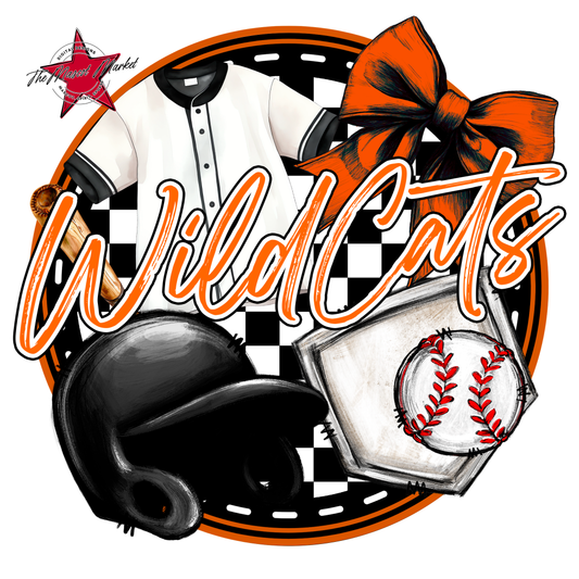 Wildcats Circle Baseball Design-Orange