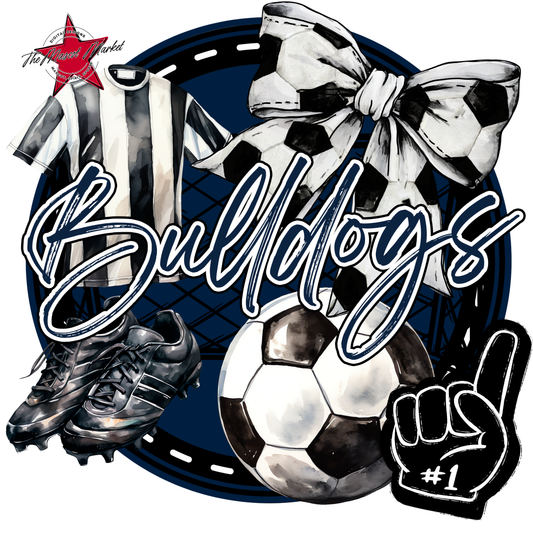 Bulldogs Circle Soccer Design-Navy