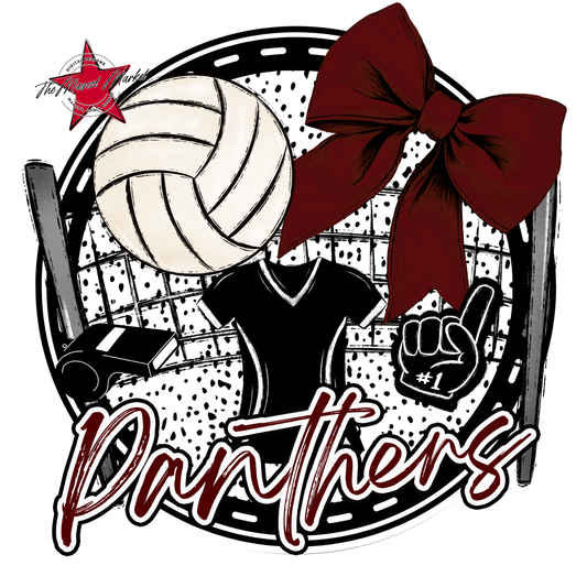 Panthers Circle Volleyball Design-Maroon