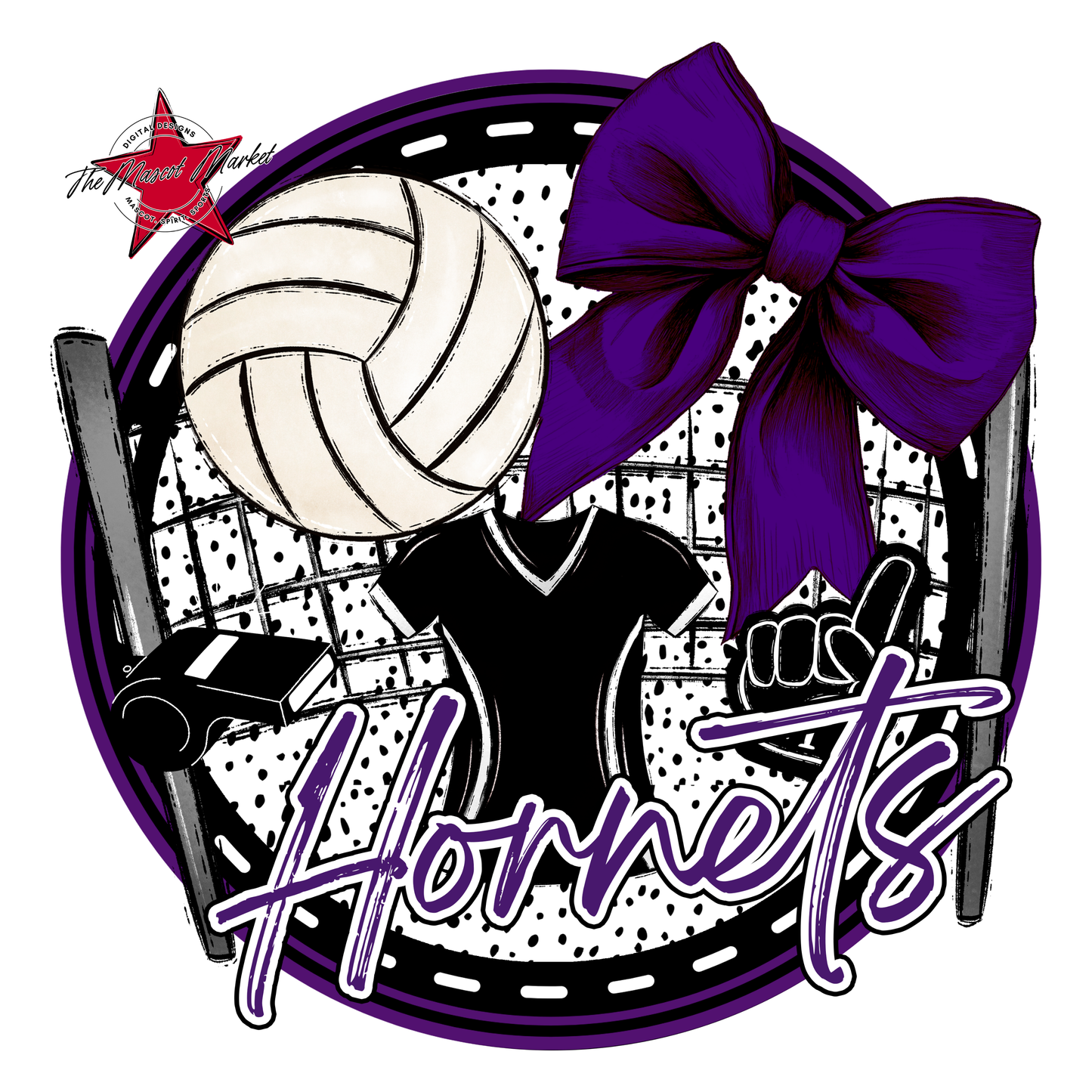 Hornets Circle Volleyball Design-Purple