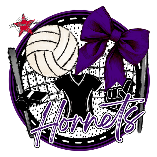 Hornets Circle Volleyball Design-Purple