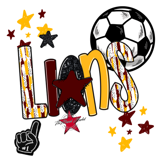 Lions Soccer Scrape-Maroon-Yellow
