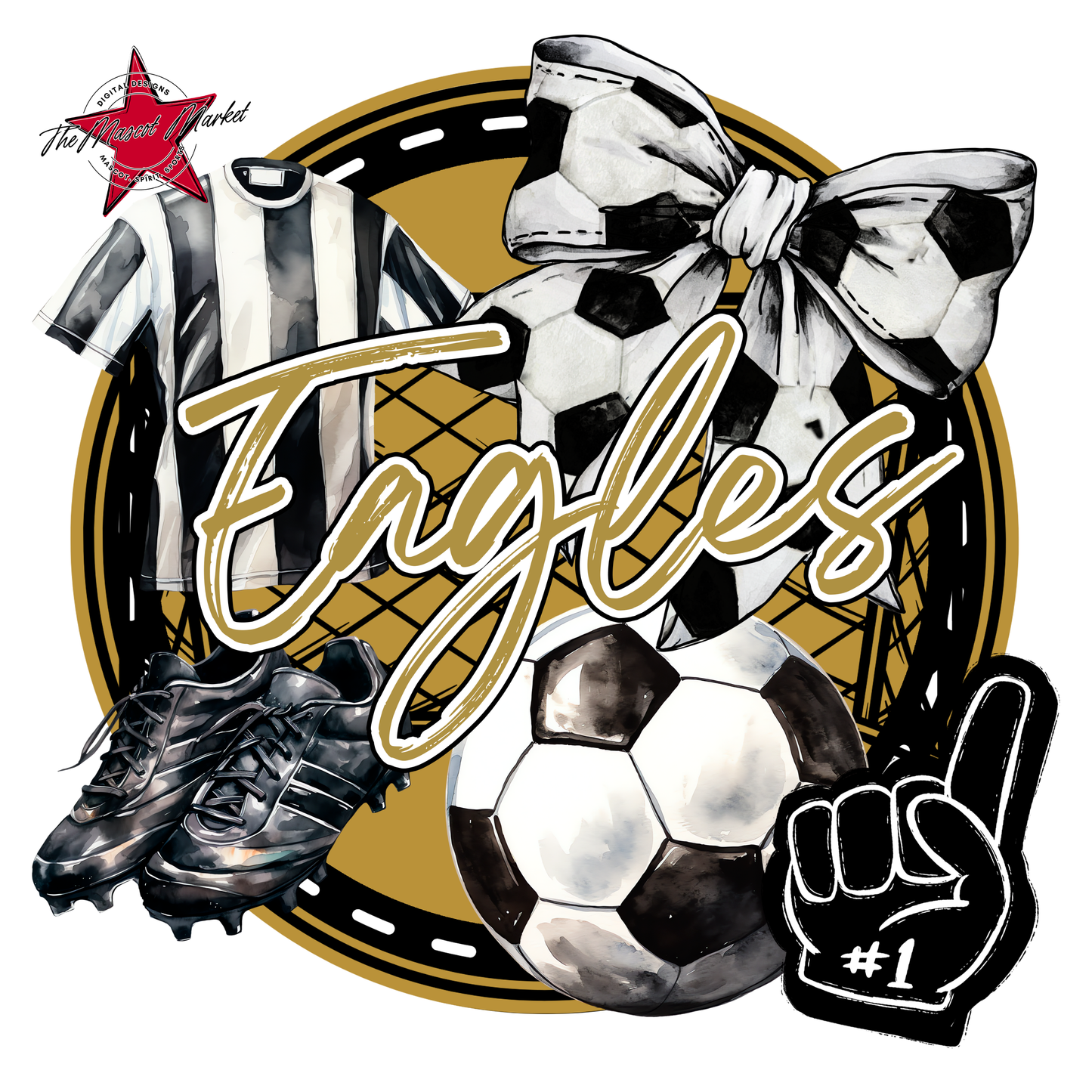 Eagles Circle Soccer Design-Gold