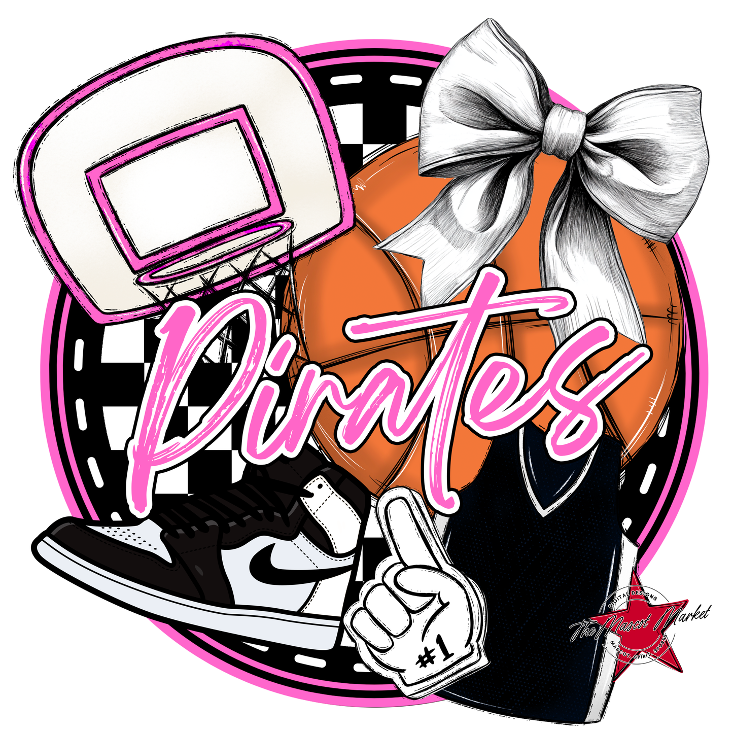 Pirates Circle Basketball Design-Baby Pink
