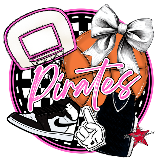 Pirates Circle Basketball Design-Baby Pink