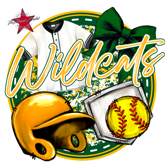 Wildcats Circle Softball Design-Green-Yellow