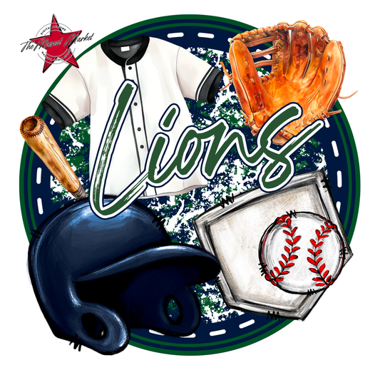 Lions Circle Baseball Design-Navy-Green