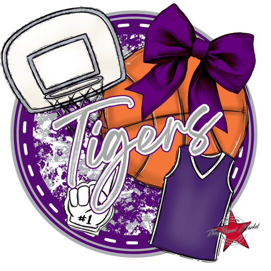Tigers Circle Basketball Design-Purple-Grey