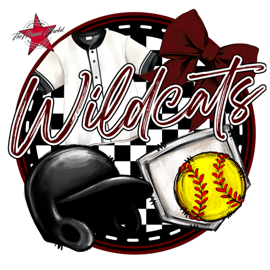 Wildcats Circle Softball Design-Maroon