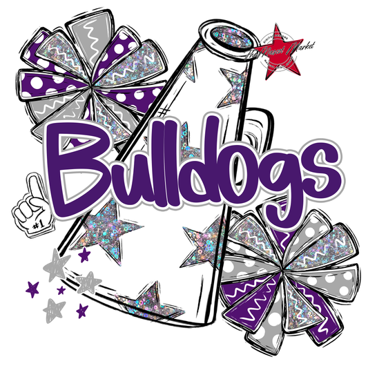 Bulldogs Alpha Megaphone Design-Purple-Grey