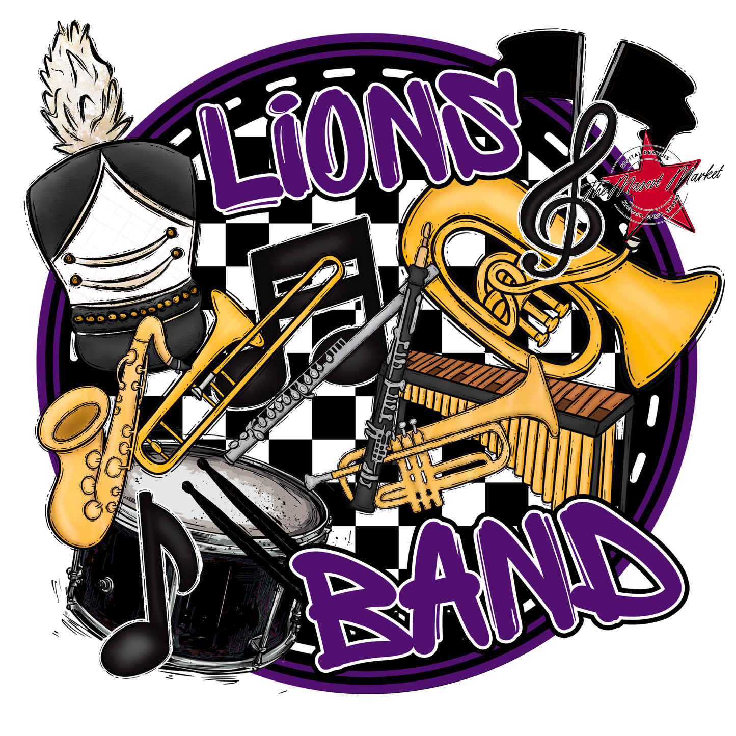 Lions Circle Band Design-Purple
