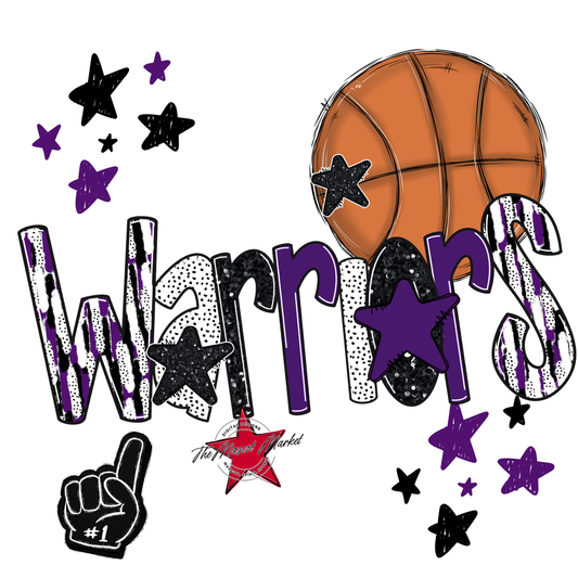 Warriors Basketball Scrape-Purple
