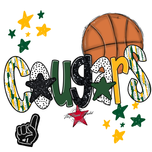 Cougars Basketball Scrape-Green-Yellow