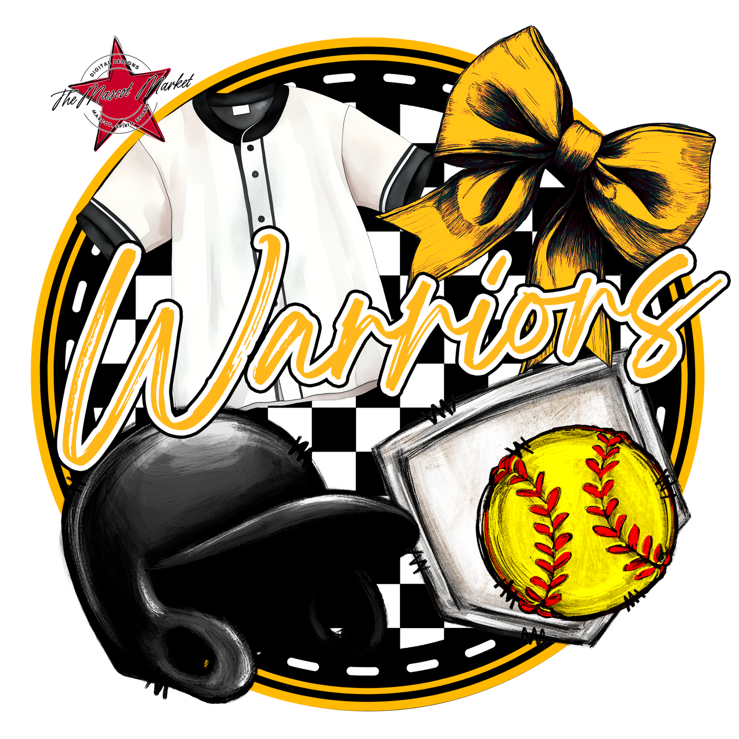 Warriors Circle Softball Design-Yellow