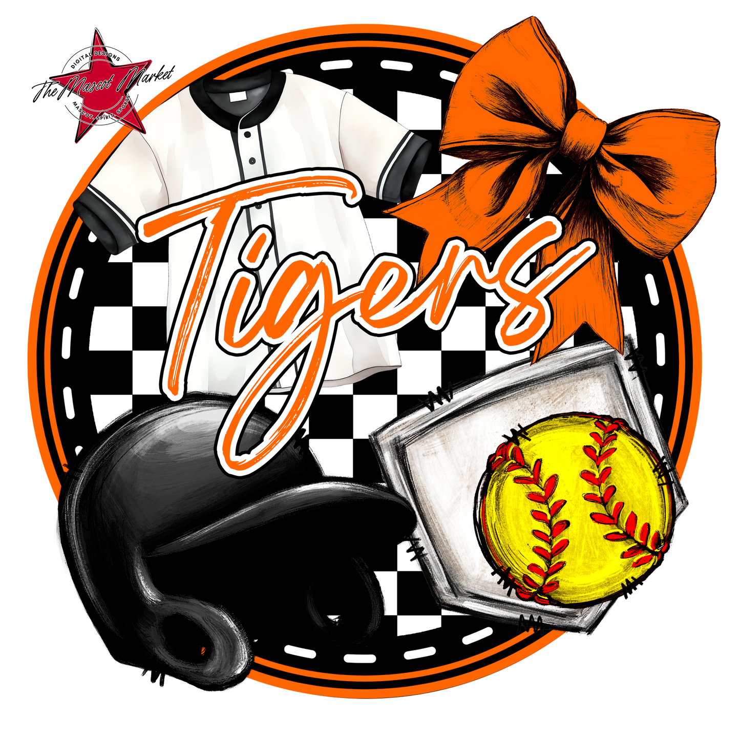 Tigers Circle Softball Design-Orange