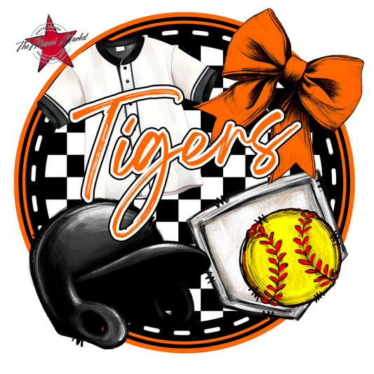 Tigers Circle Softball Design-Orange