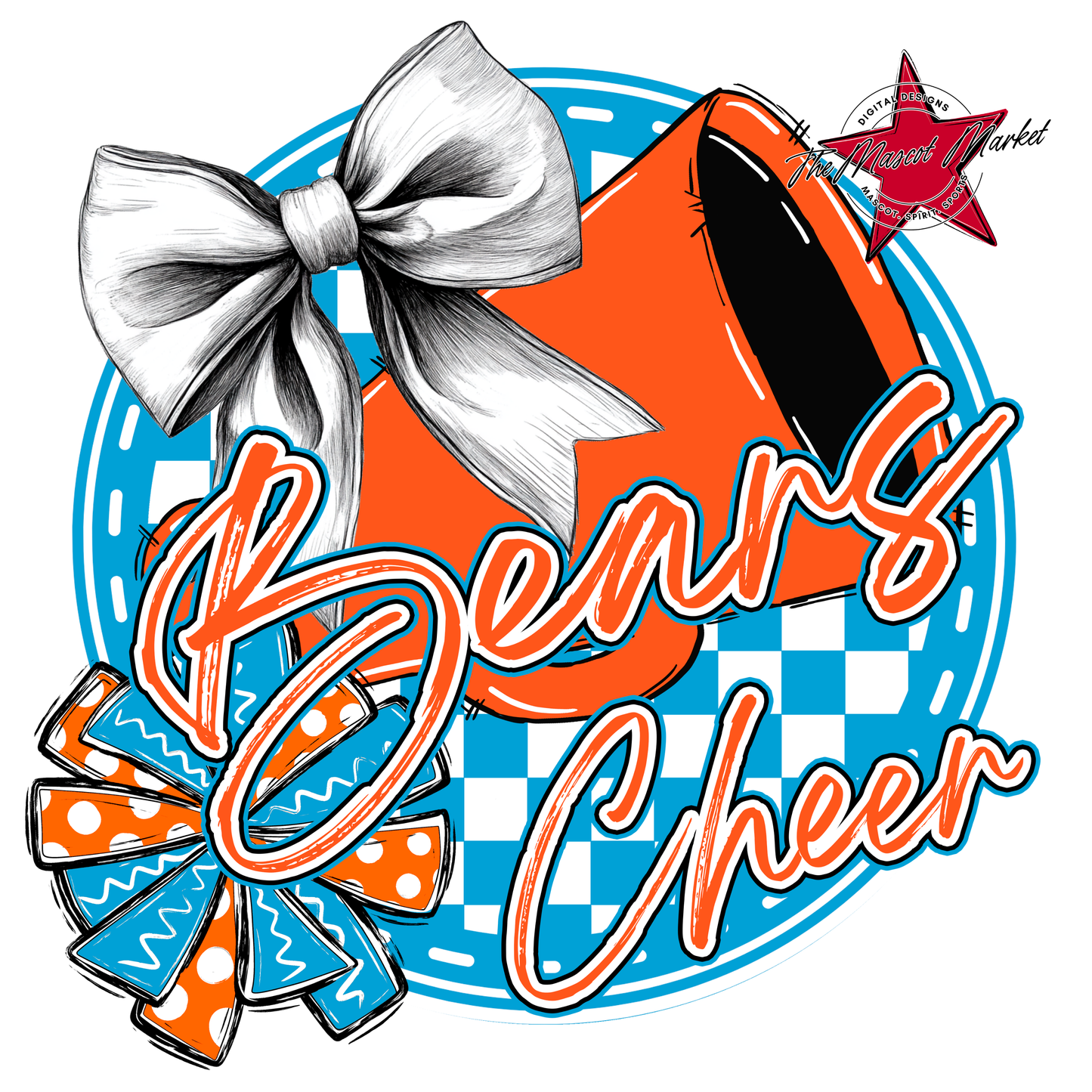 Bears Circle Cheer Design-Carolina Blue-Orange