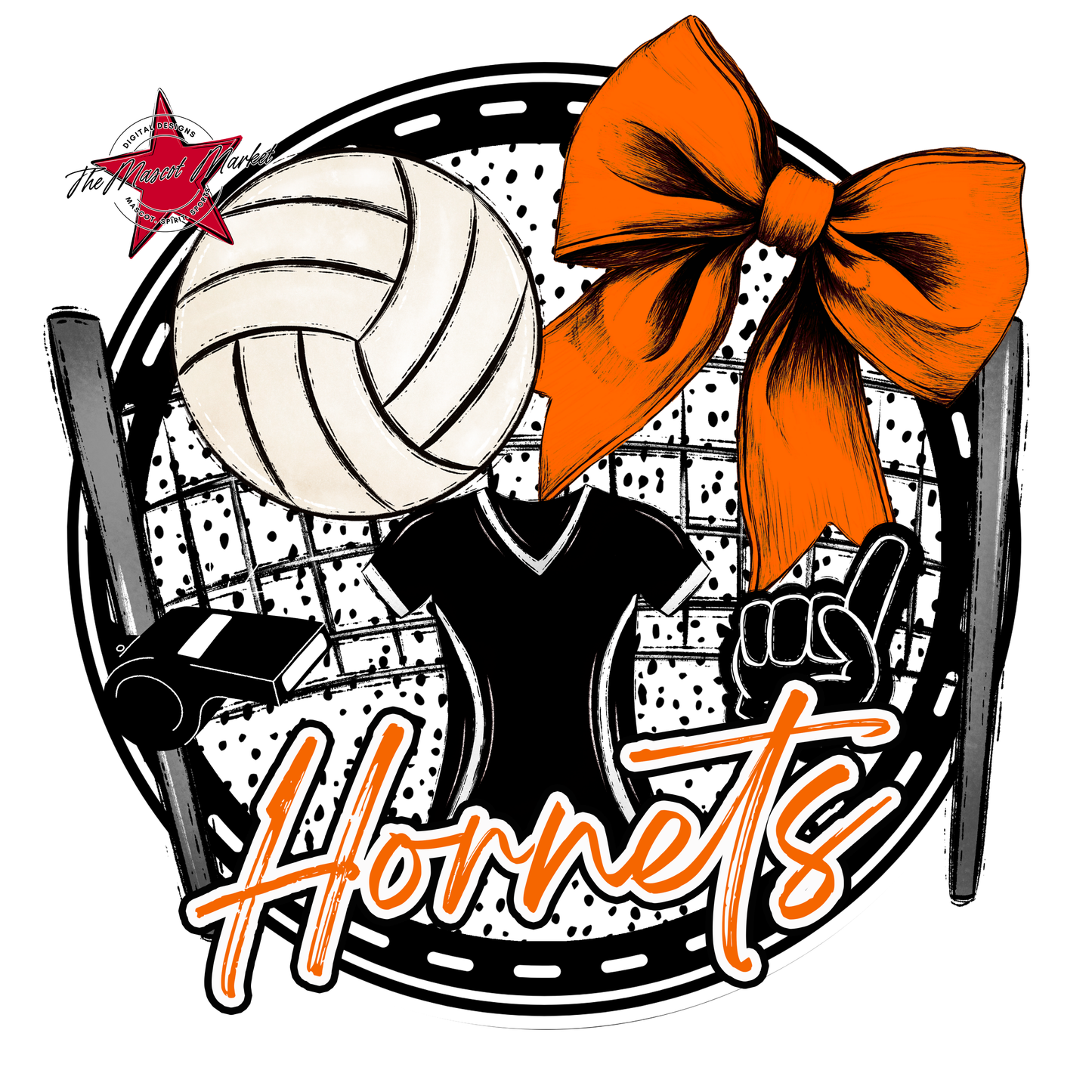 Hornets Circle Volleyball Design-Orange