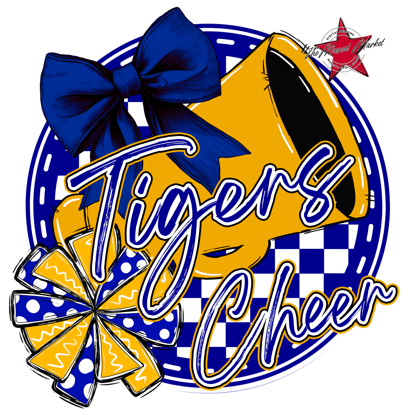 Tigers Circle Cheer Design-Blue-Yellow
