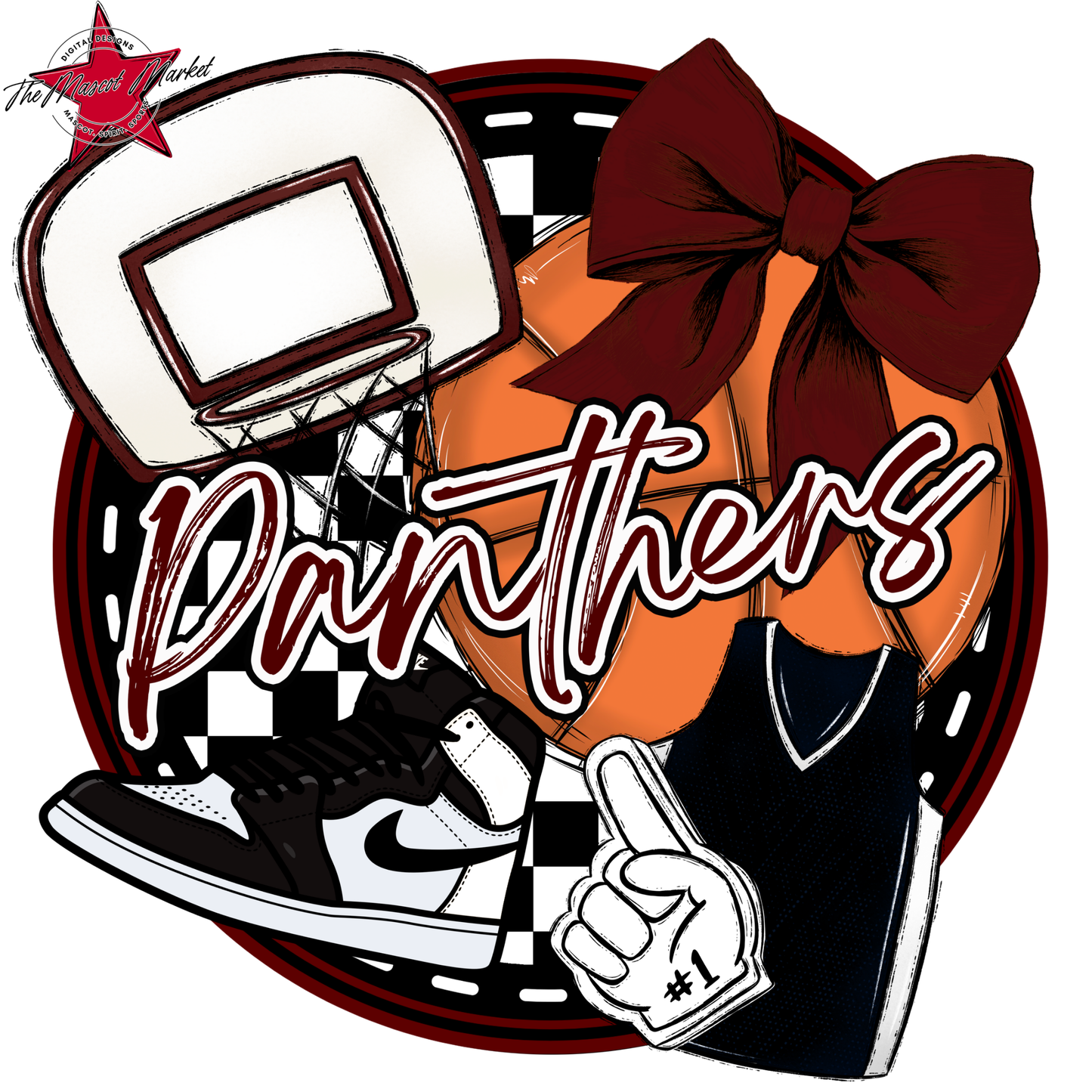 Panthers Circle Basketball Design-Maroon