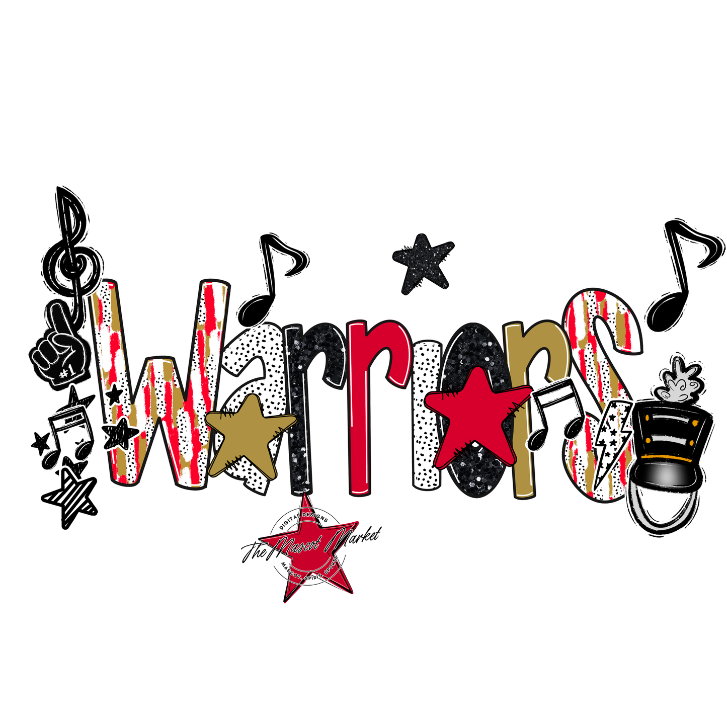 Warriors Band Scrape-Red-Gold