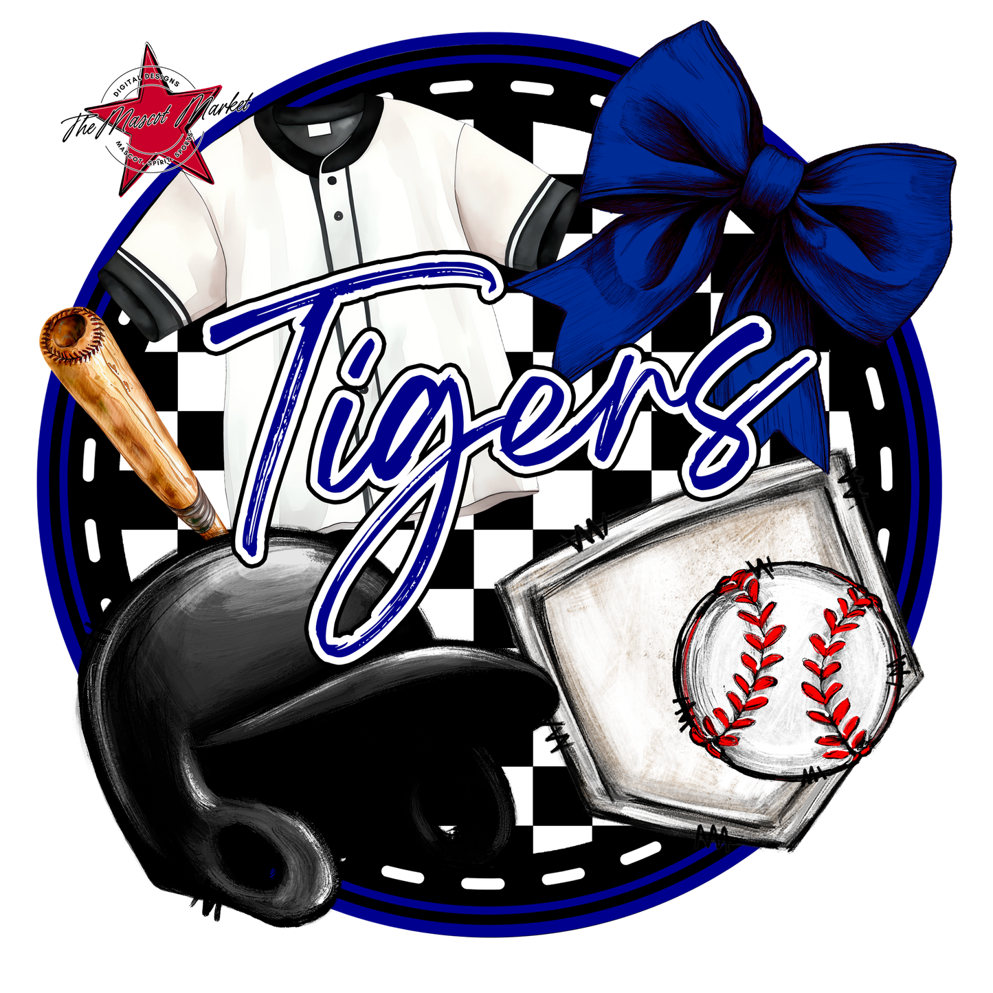 Tigers Circle Baseball Design-Blue