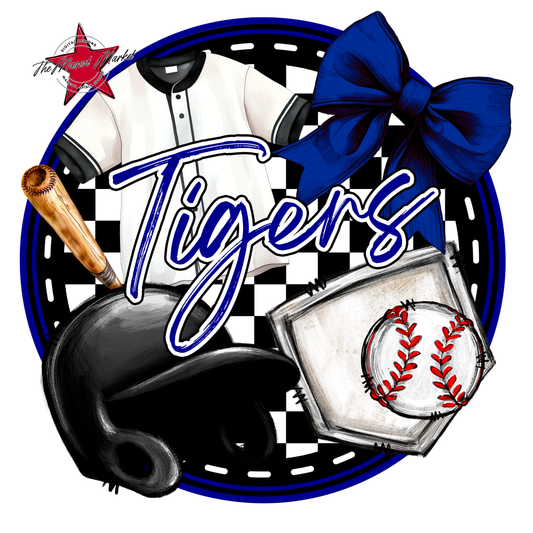 Tigers Circle Baseball Design-Blue
