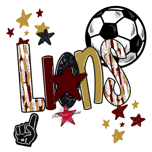 Lions Soccer Scrape-Maroon-Gold