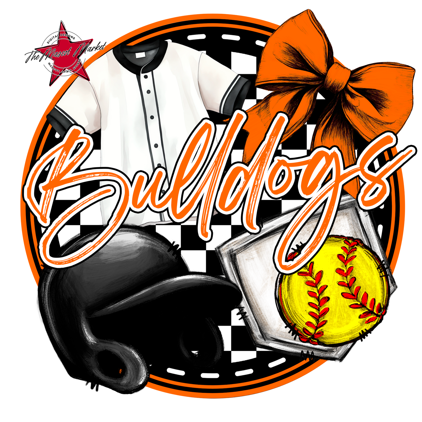 Bulldogs Circle Softball Design-Orange