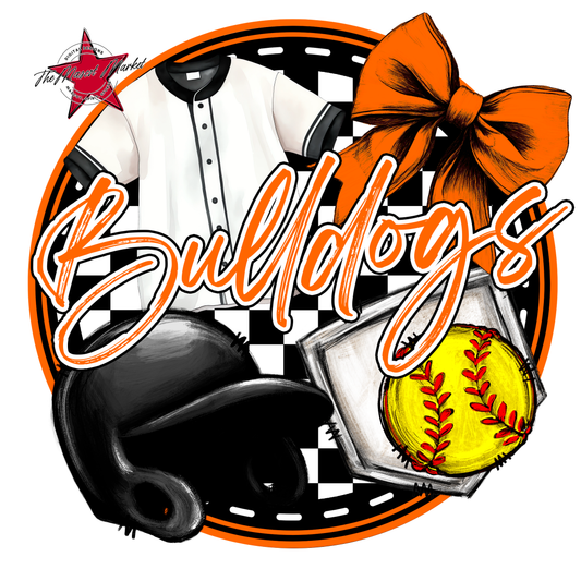 Bulldogs Circle Softball Design-Orange