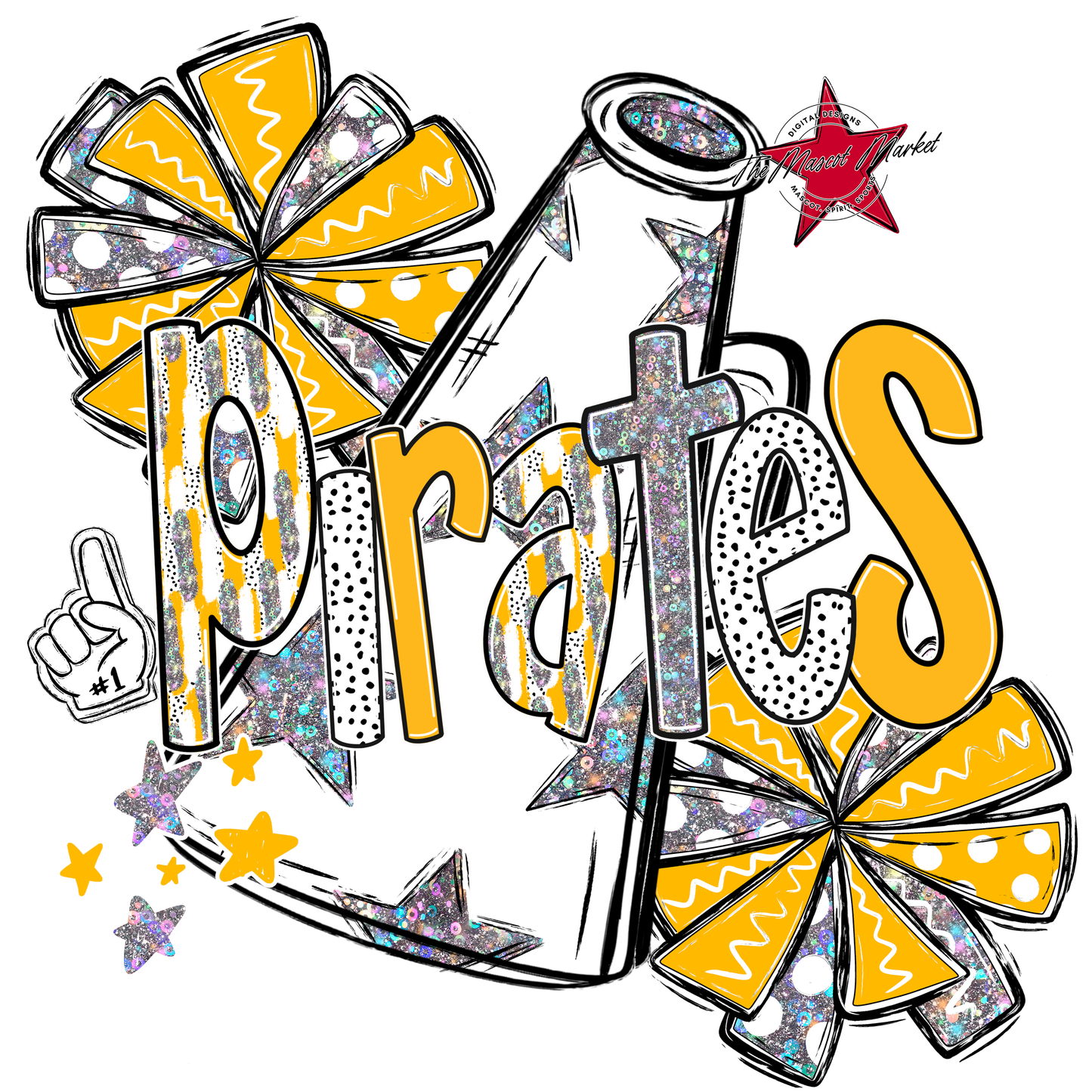Pirates Cheer Megaphone Scrape-Yellow
