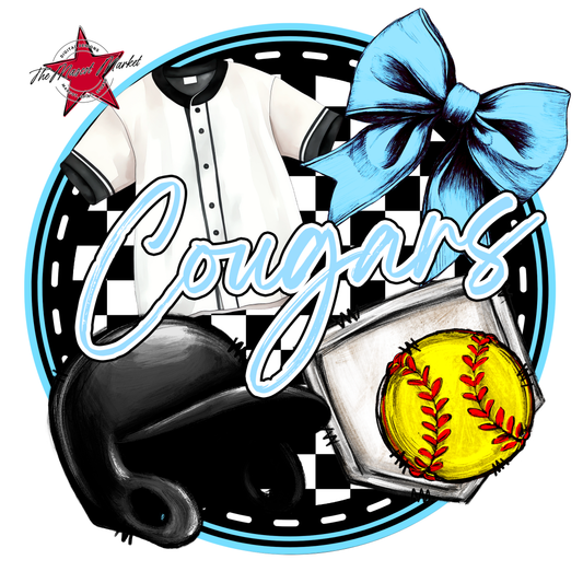 Cougars Circle Softball Design-Columbia Blue