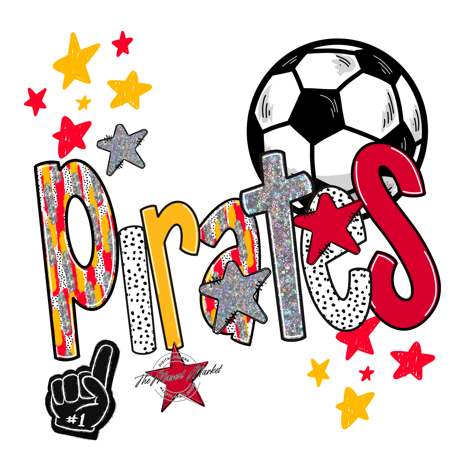 Pirates Soccer Scrape-Red-Yellow