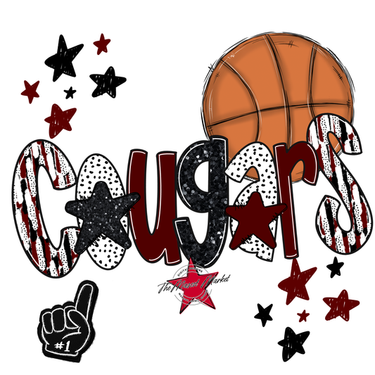 Cougars Basketball Scrape-Maroon