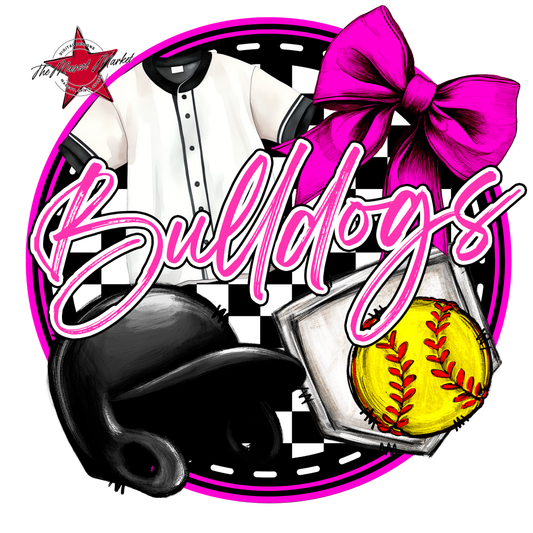 Bulldogs Circle Softball Design-Pink