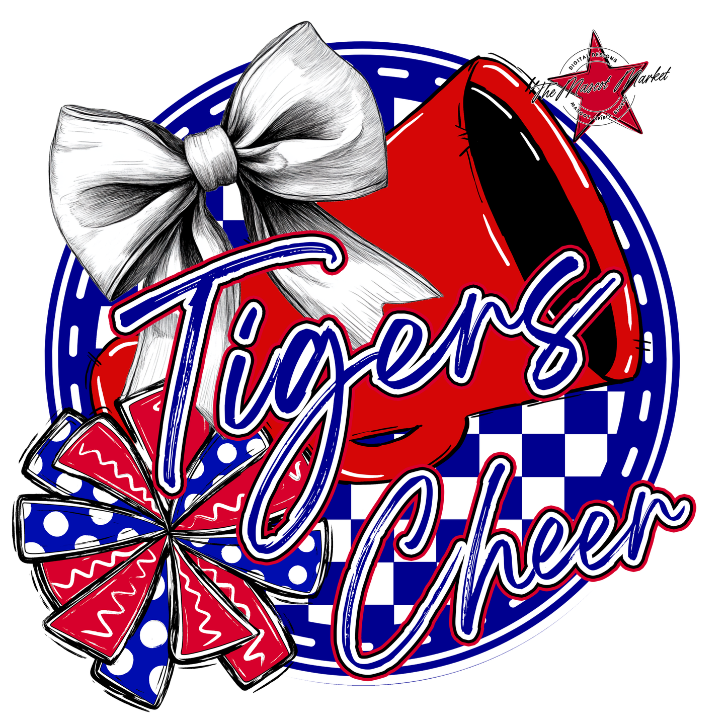 Tigers Circle Cheer Design-Blue-Red
