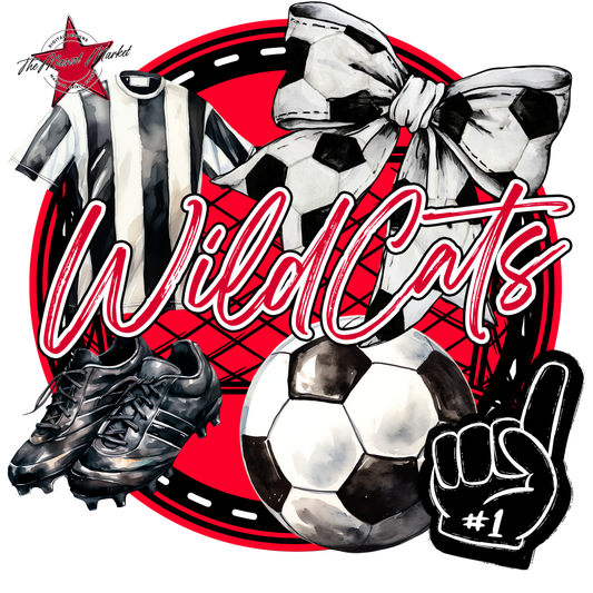 Wildcats Circle Soccer Design-Red