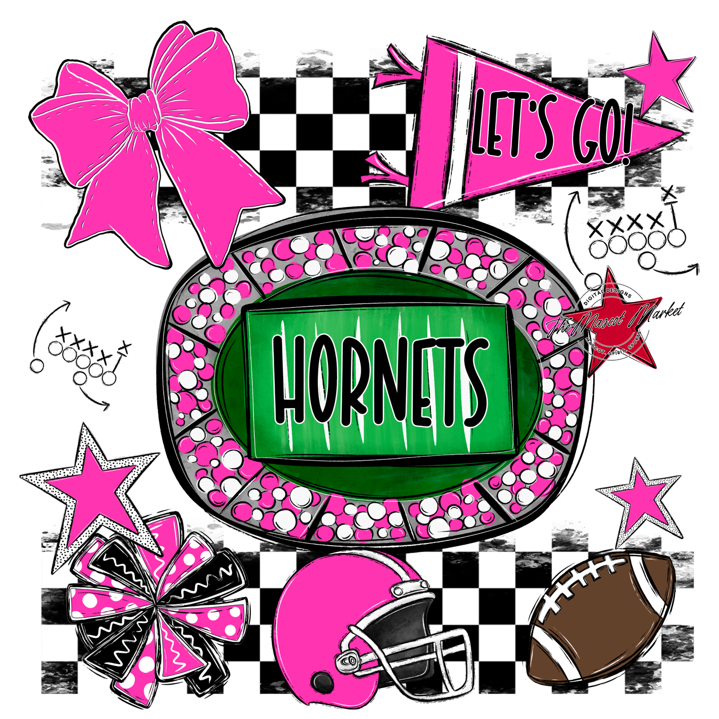 Hornets Checkers Spirit Design-Pink