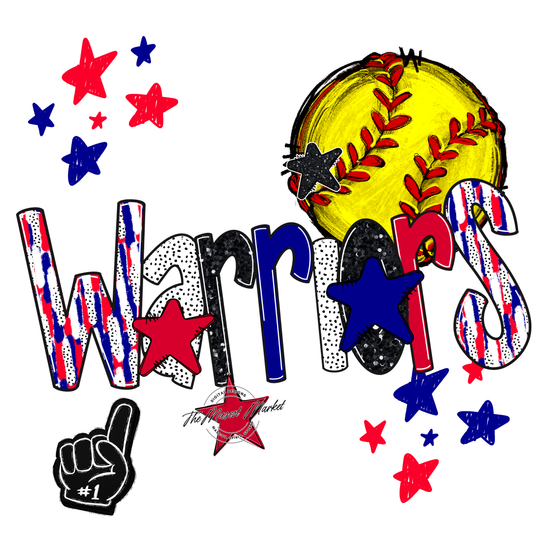 Warriors Softball Scrape-Blue-Red
