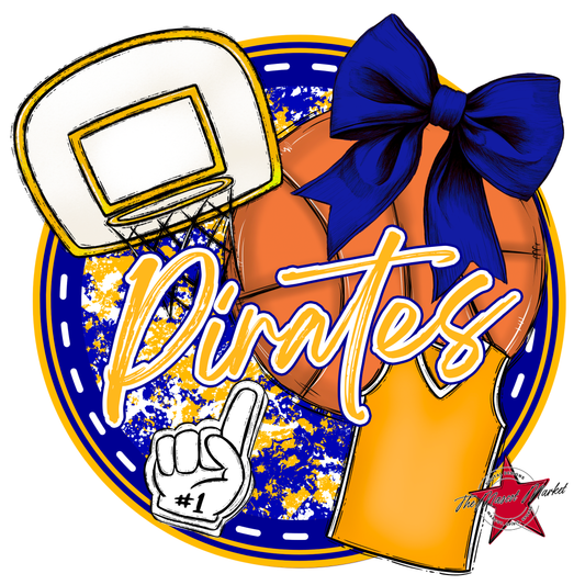 Pirates Circle Basketball Design-Blue-Yellow