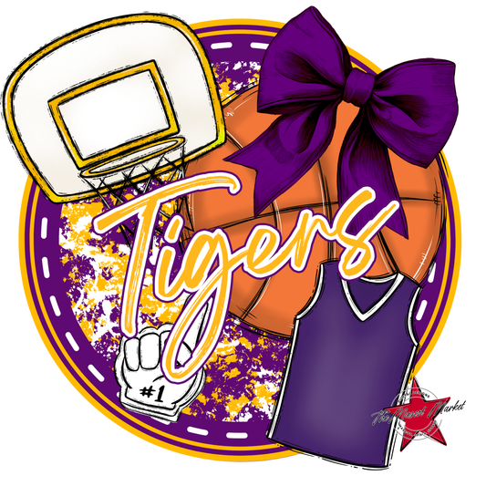 Tigers Circle Basketball Design-Purple-Yellow