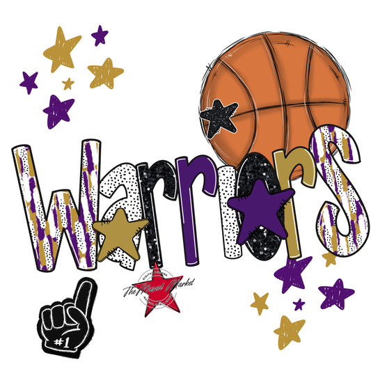 Warriors Basketball Scrape-Purple-Gold